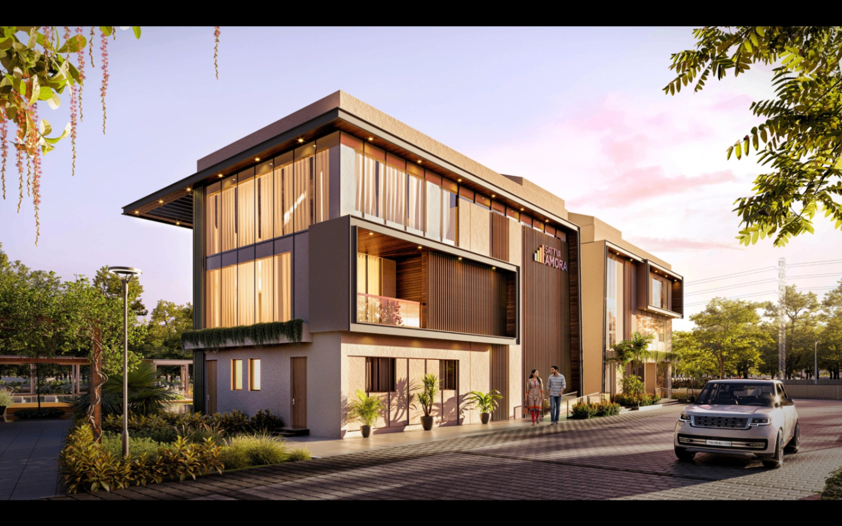 Signature clubhouse facade at Sattva Amora